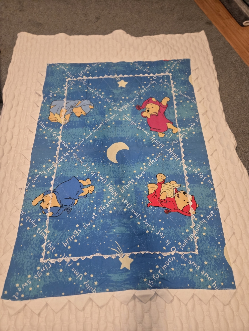Vintage Whinnie The Pooh Vintage Blanket Sleepy Time Dressed Handmade Collect